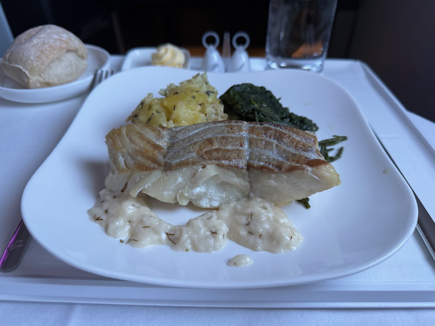 a plate of food on a tray