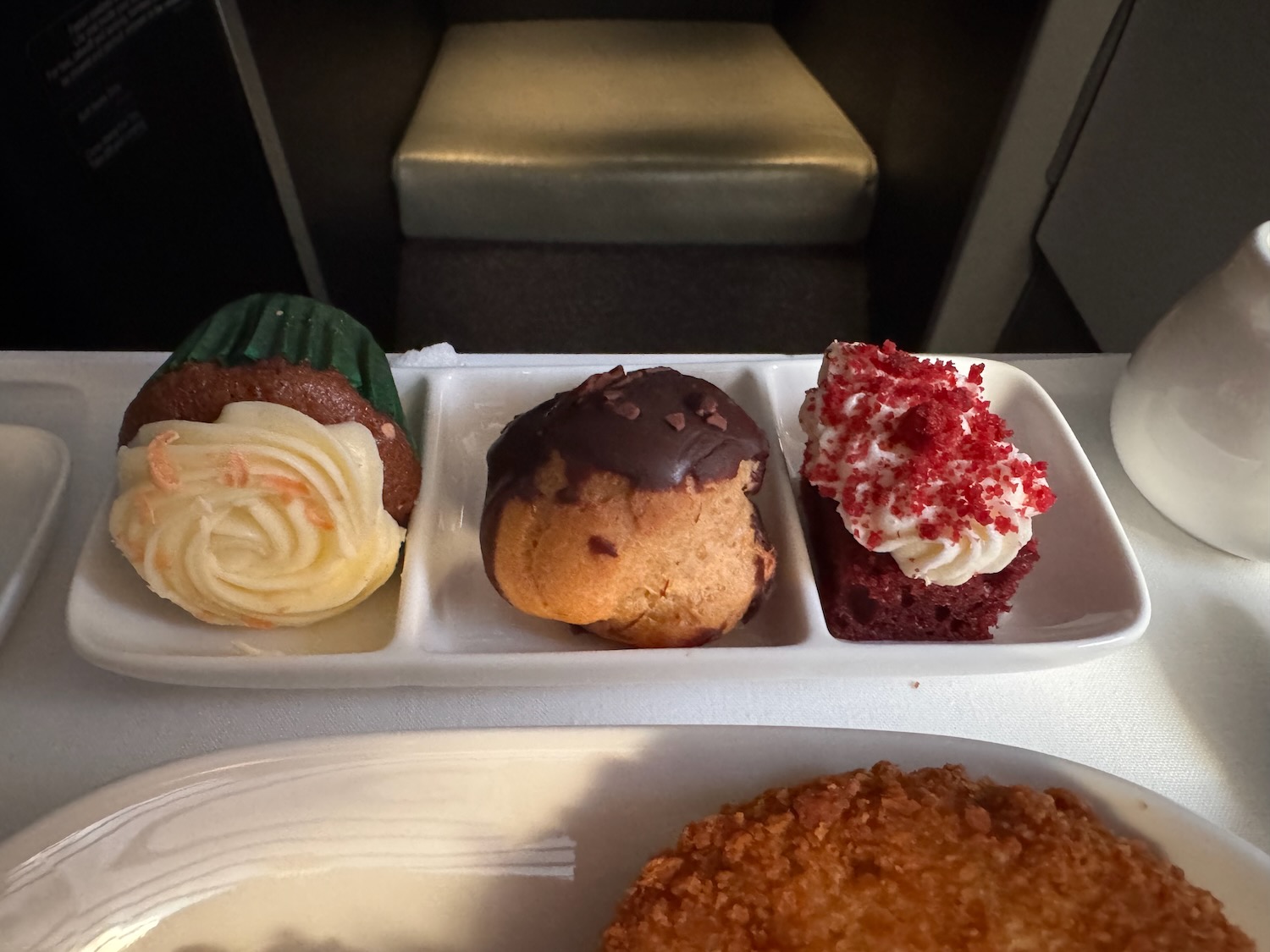 a tray of desserts on a table