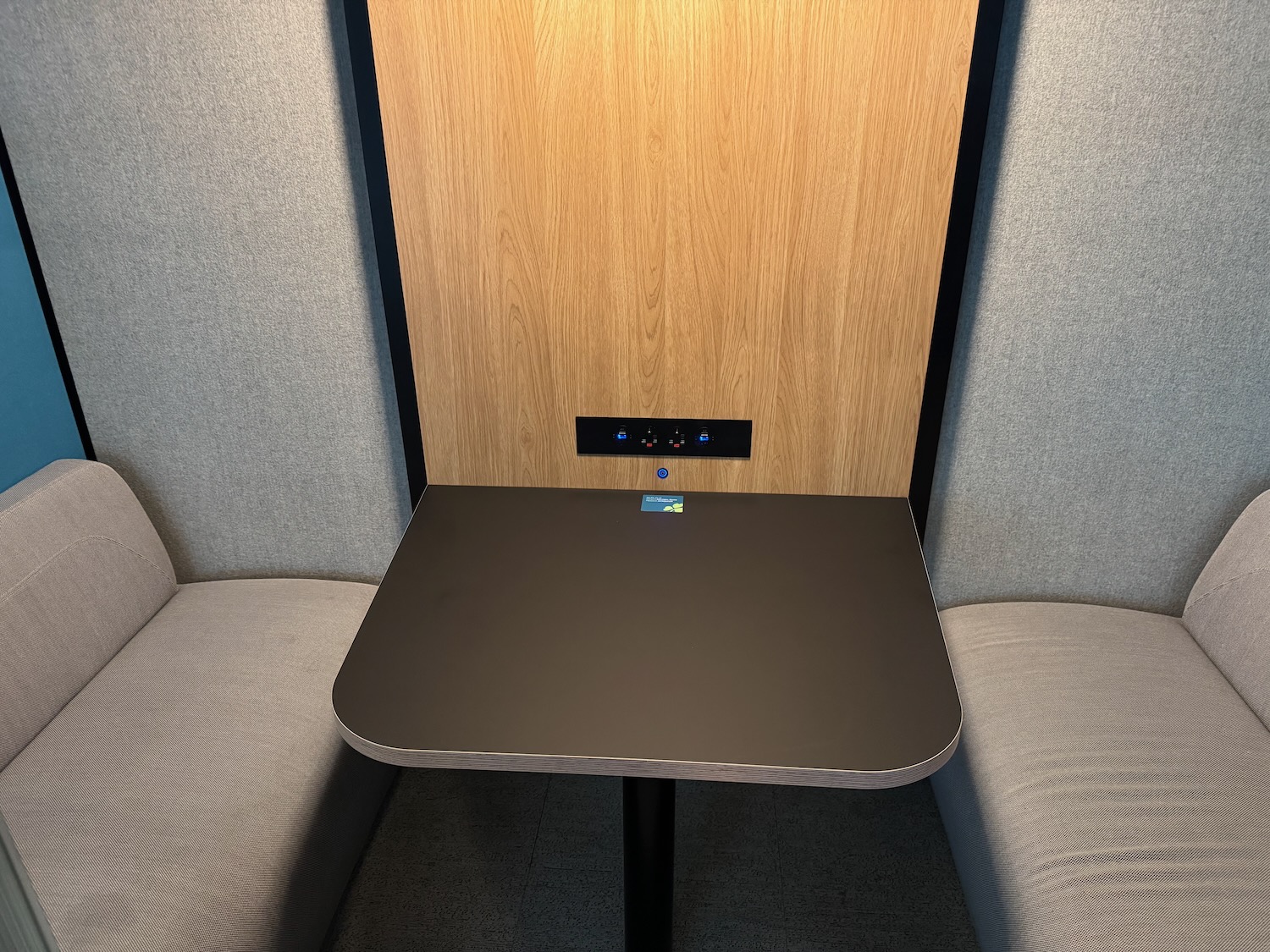 a table with a power outlet