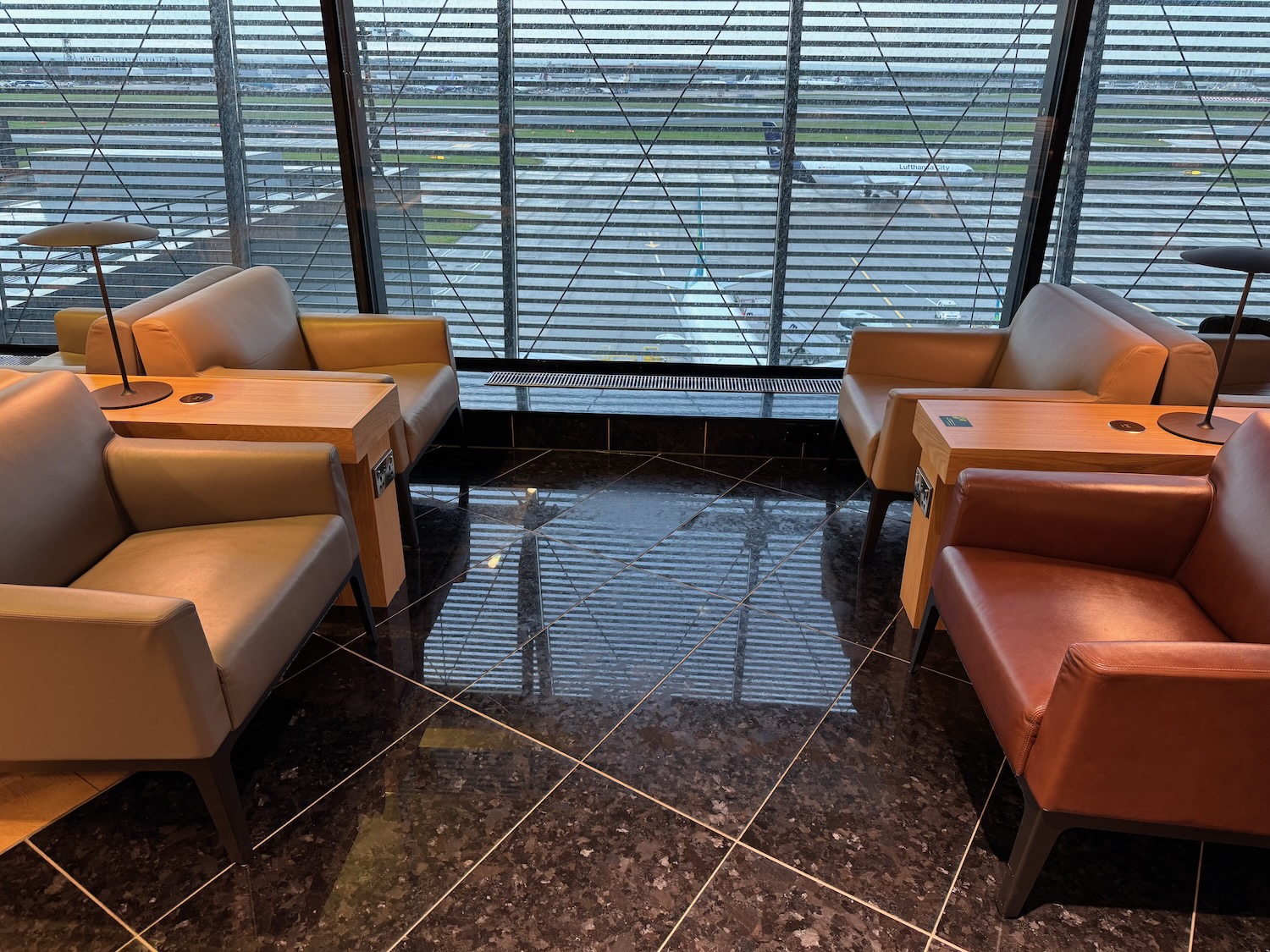 a room with chairs and tables