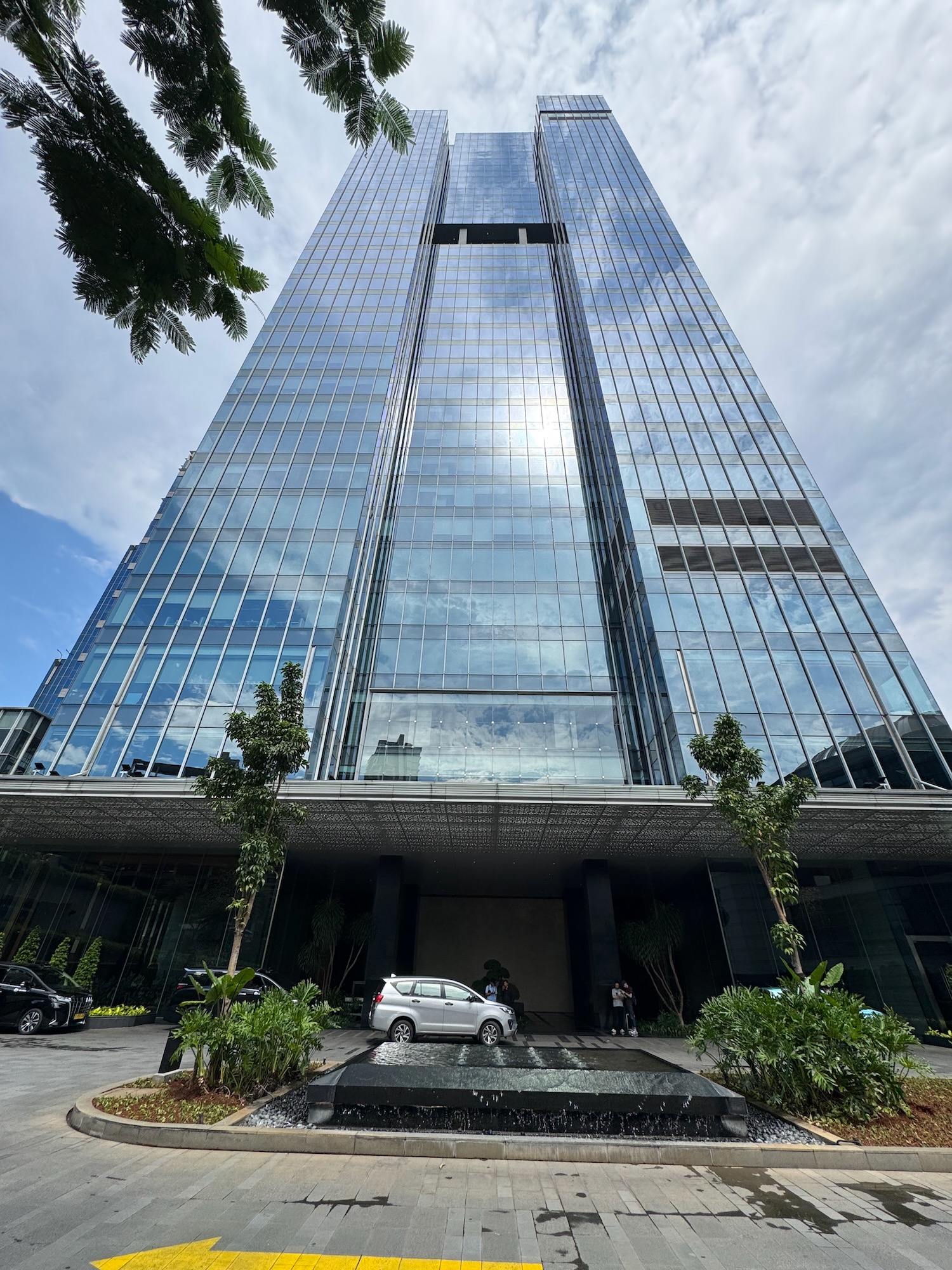 a tall building with glass windows