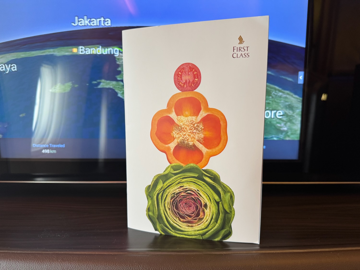 a white card with a picture of vegetables on it