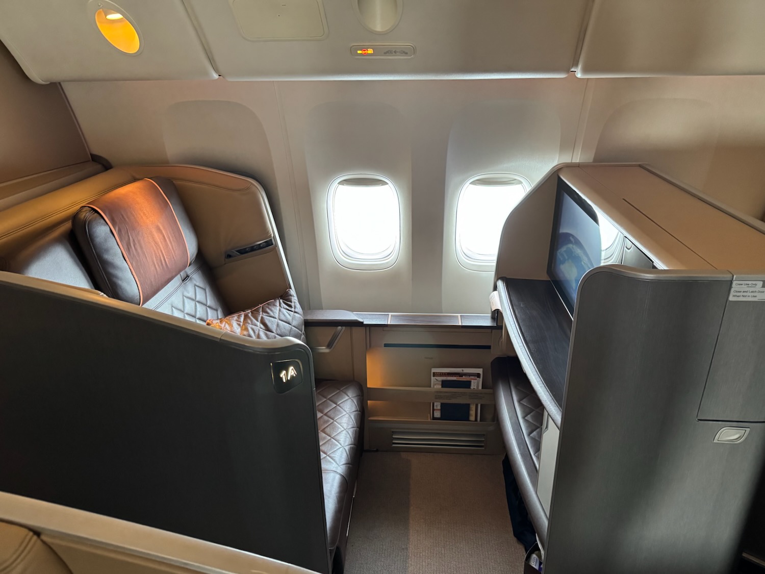 a seat in an airplane