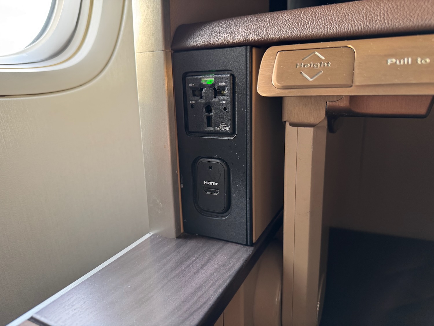 a power outlet on a table
