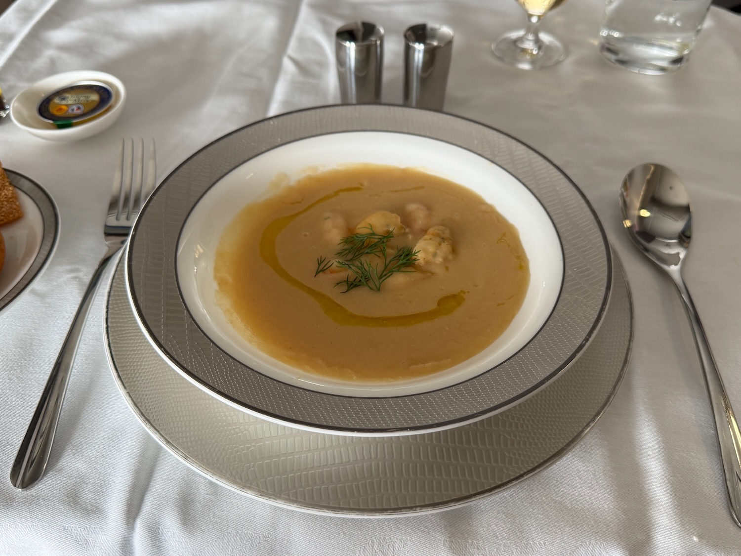 a bowl of soup on a table