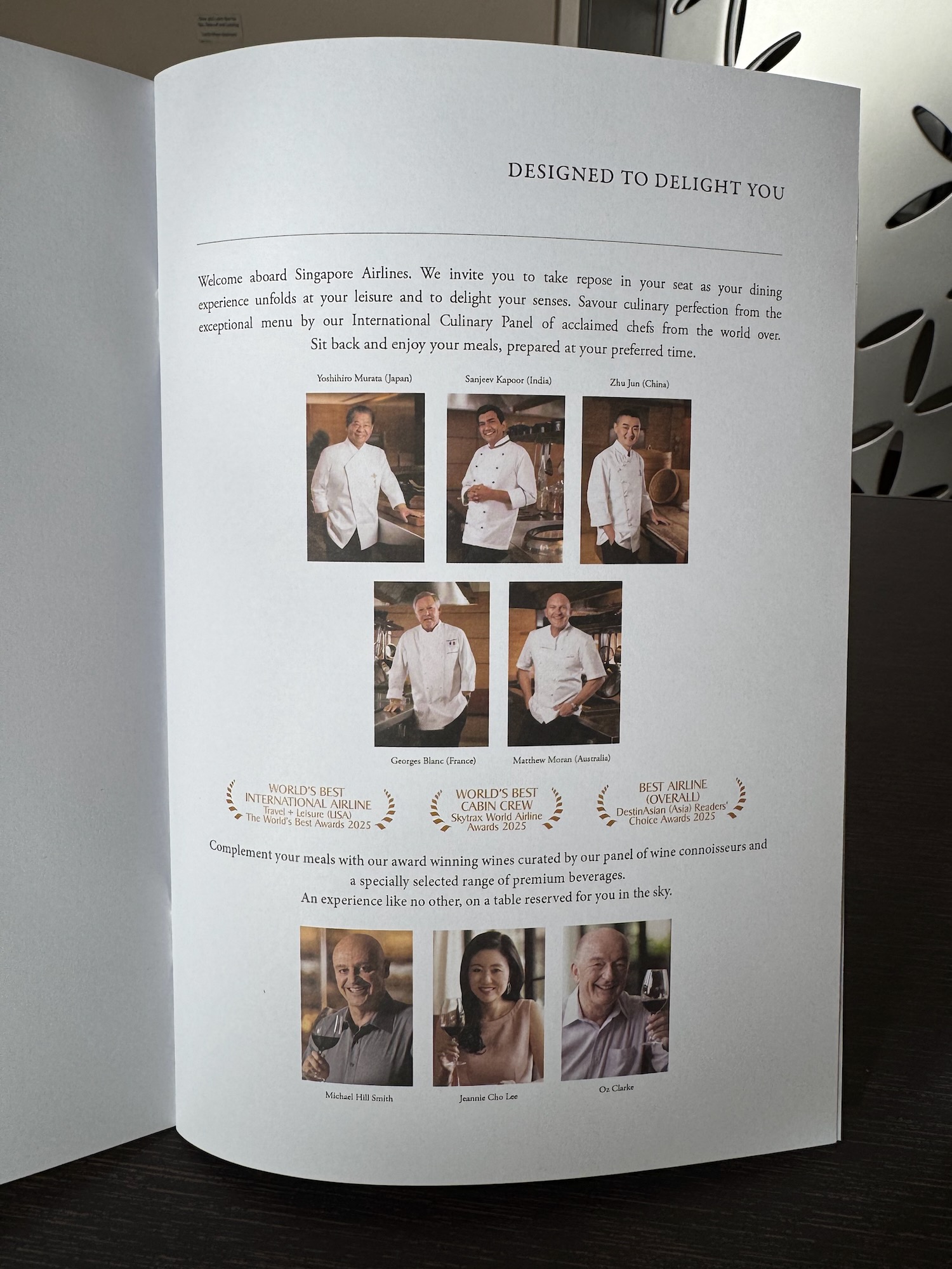 a menu with pictures of people