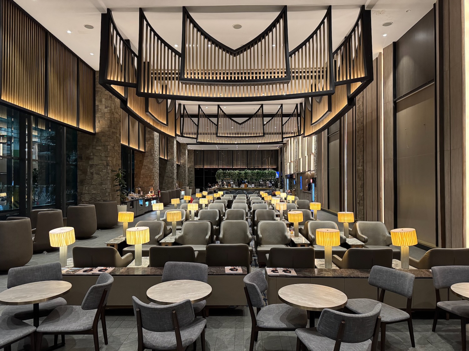 a room with tables and chairs