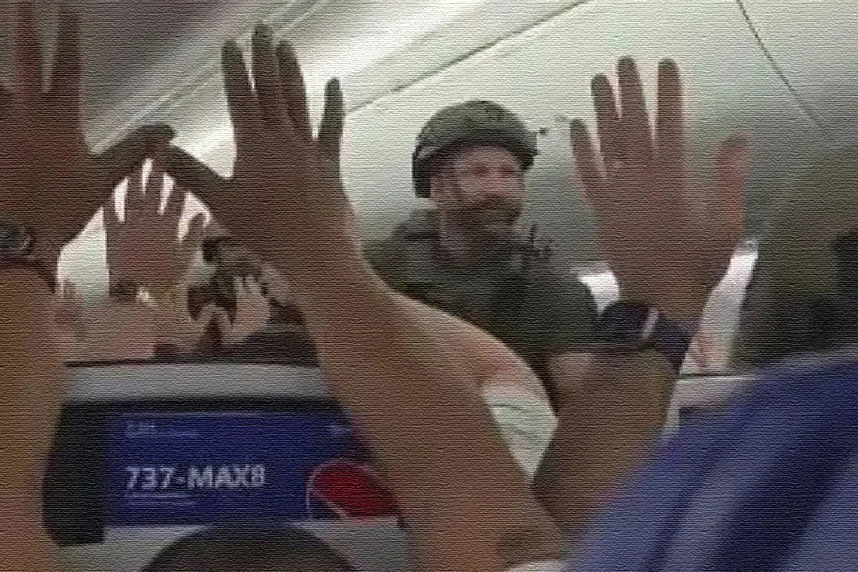 a group of people in a plane