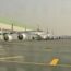 Emirates Airbus A380s stacked