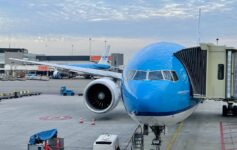 KLM Boeing 777 at gate in Amsterdam