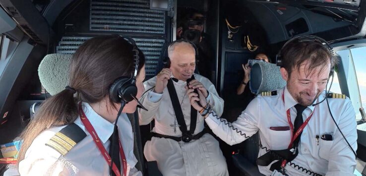Pope Leo XIV Iberia cockpit visit